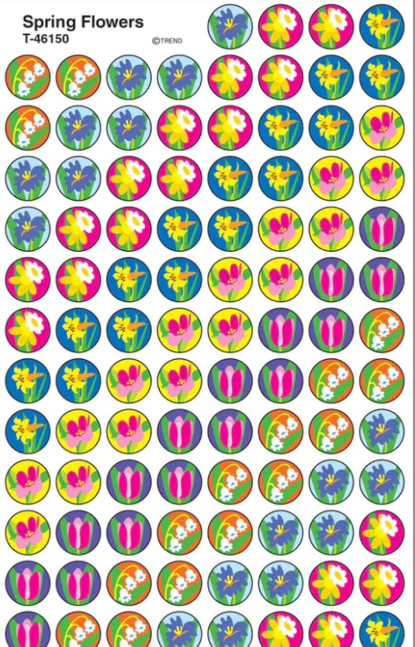 Spring Flowers superSpots® Stickers – 800 Count Mini Reward Stickers